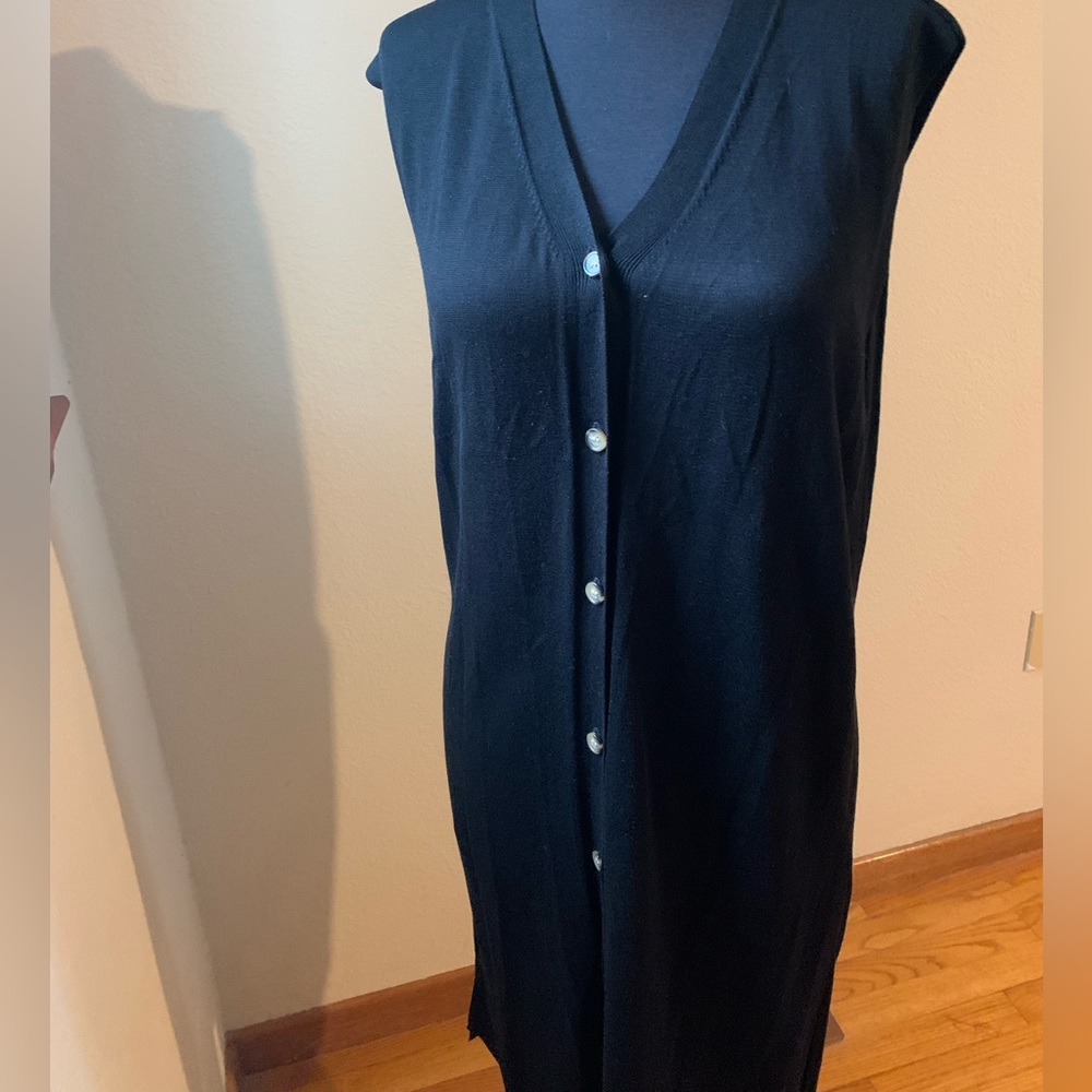 Black Button Up Sleeveless Maxi Sweater Dress
